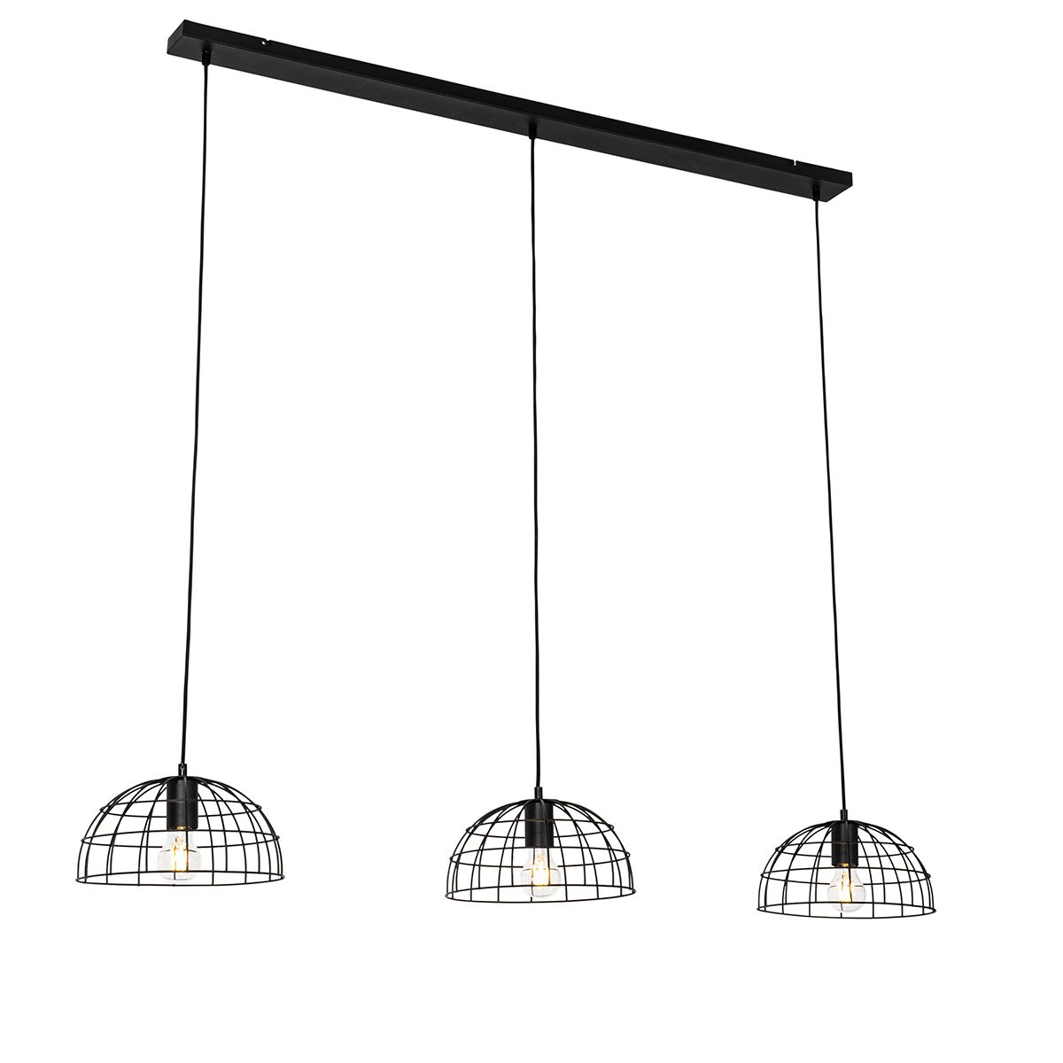 Industriële hanglamp zwart 3-lichts - Hanze