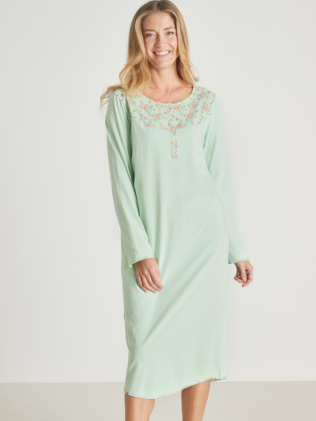 Chemise de nuit longue maille pur coton