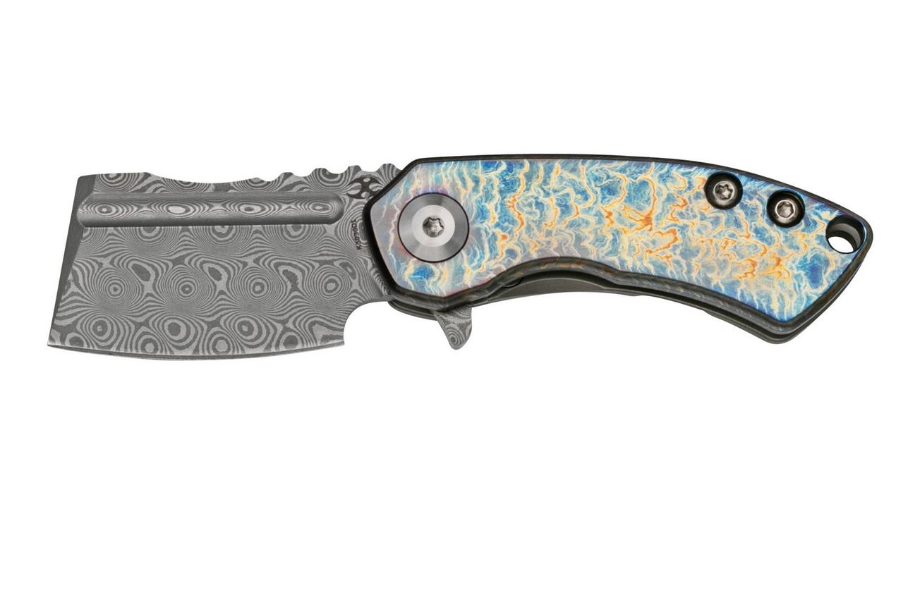Kansept Mini Korvid K3030A2 Damascus, Lightning Strike Titanium zakmes, Justin Koch design