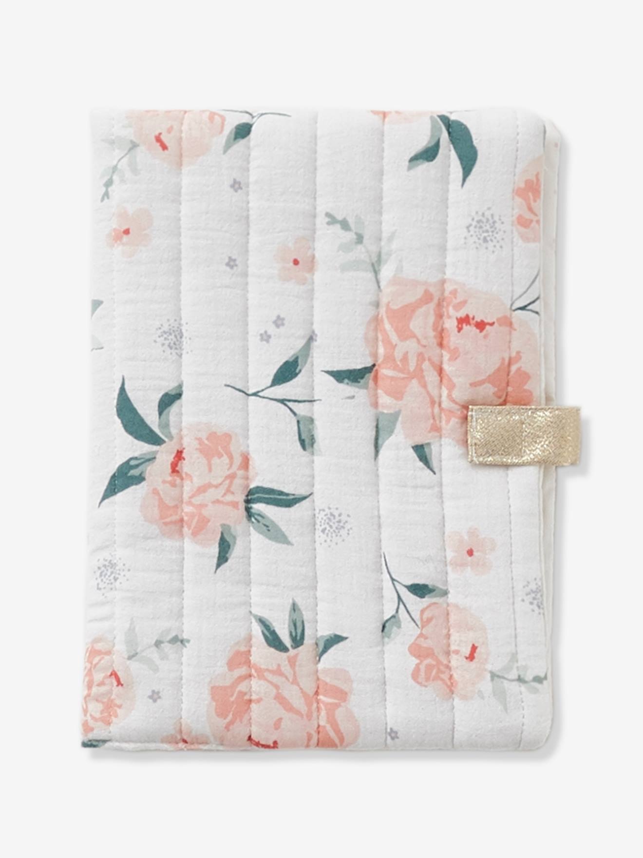Porta-cartão de saúde Eau de Rose, branco claro com estampa.