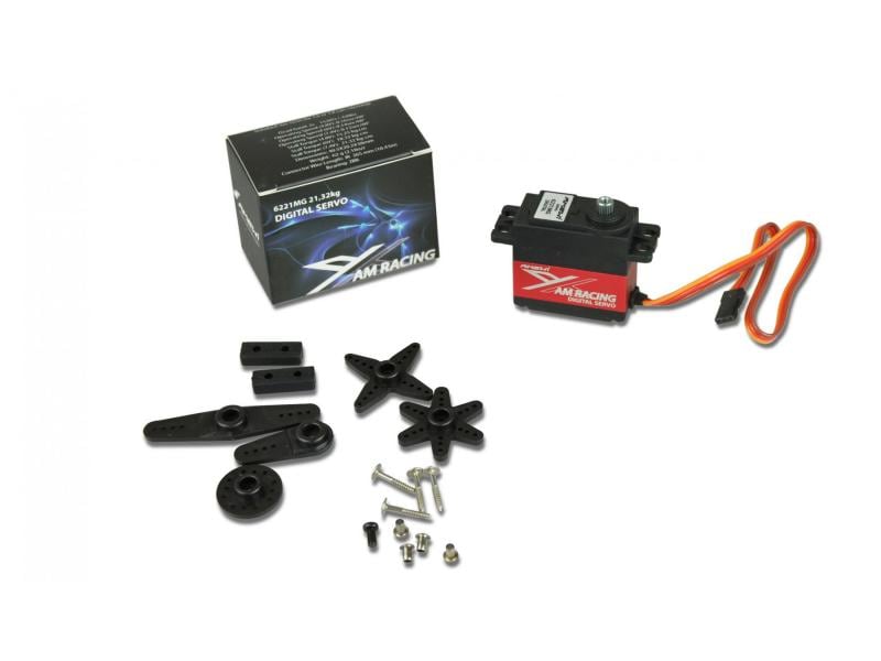 Amewi Standard Servo AMX 6221MG 20 kg, 0.16 s, Digital Starkes Digital Standardservo mit kugelgelagertem Metallgetriebe