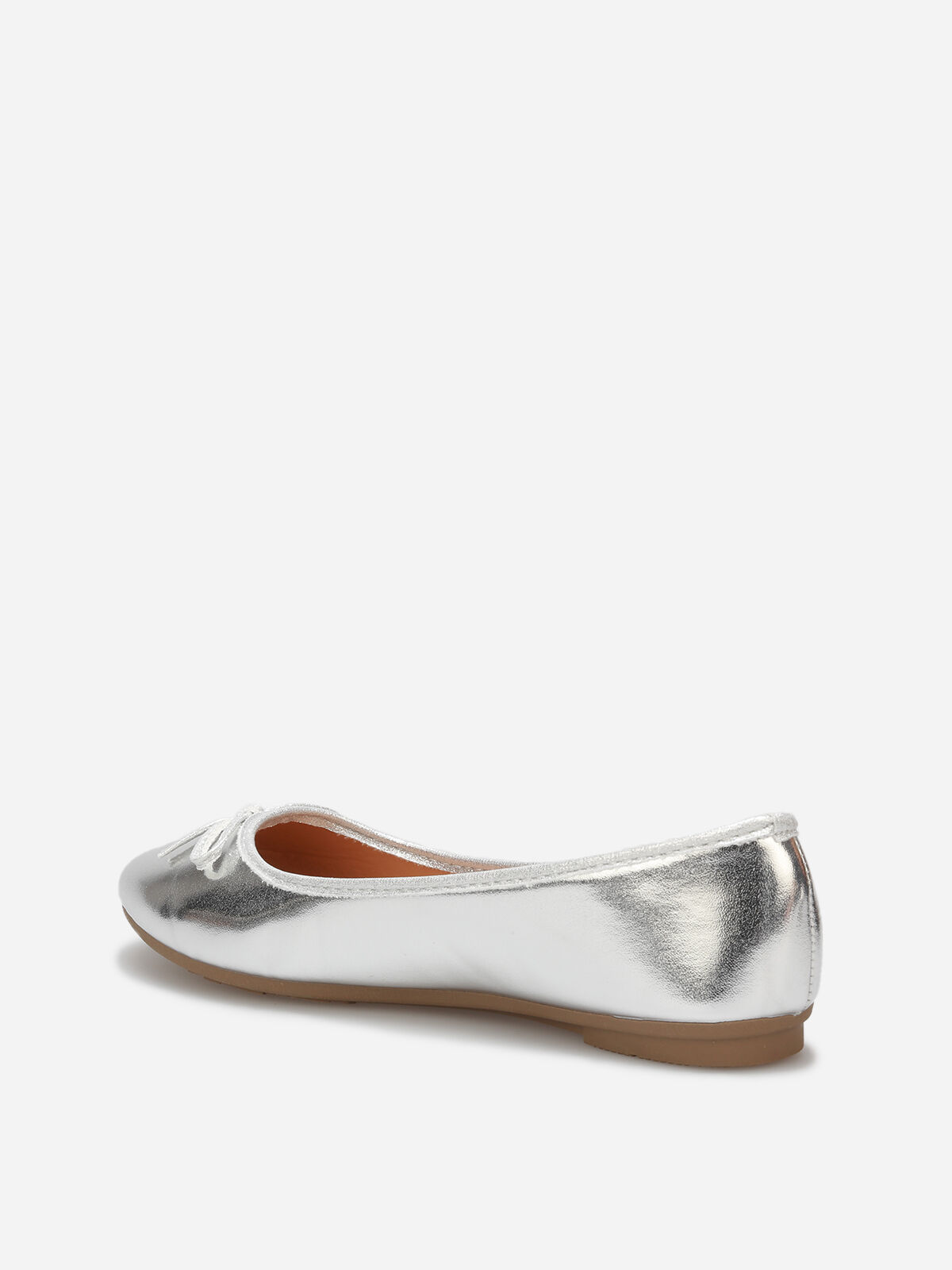 Ballerines à bout rond et nœud- Argenté