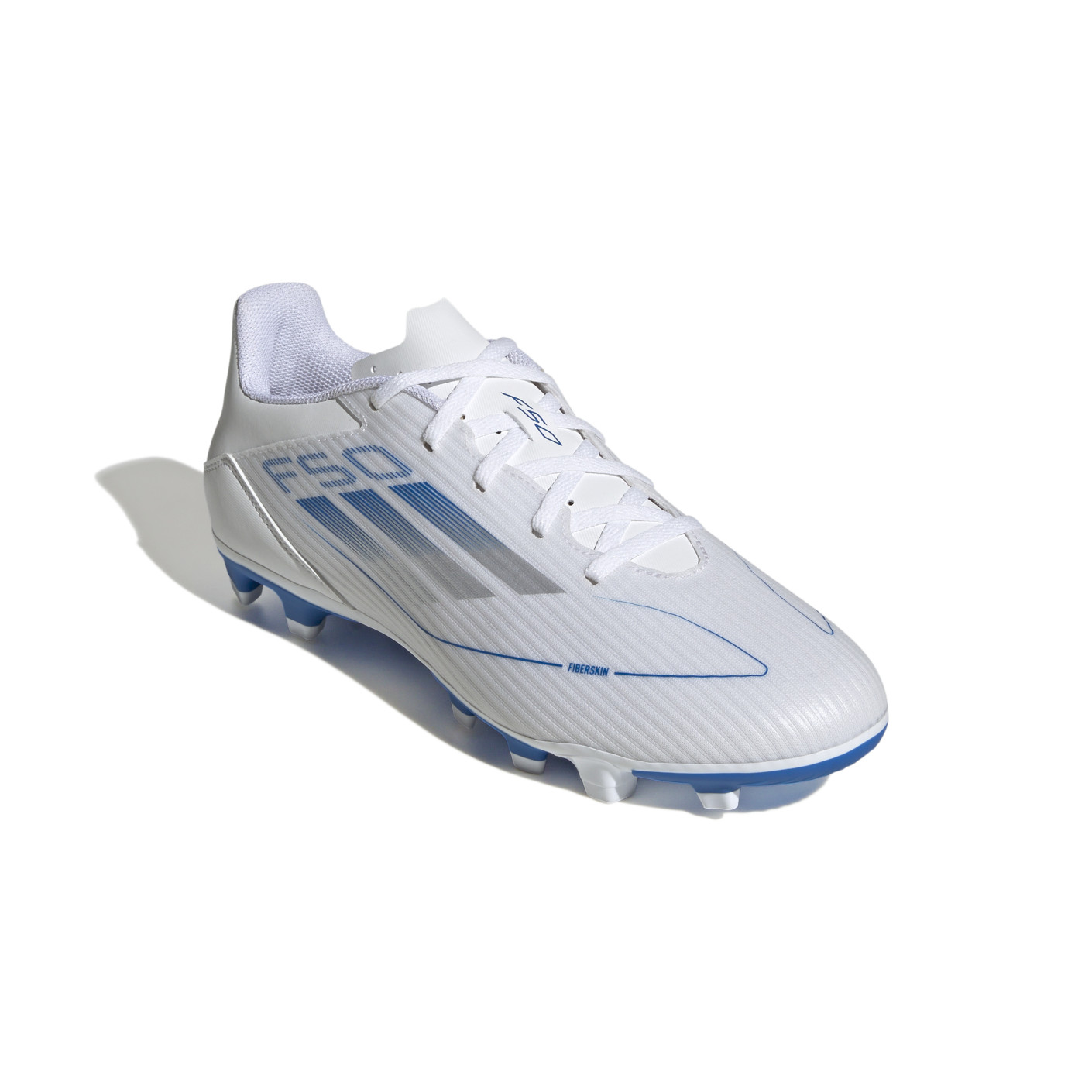 Adidas F50 Club Gras / Kunstgras Voetbalschoenen (MG) Wit Blauw Zilver