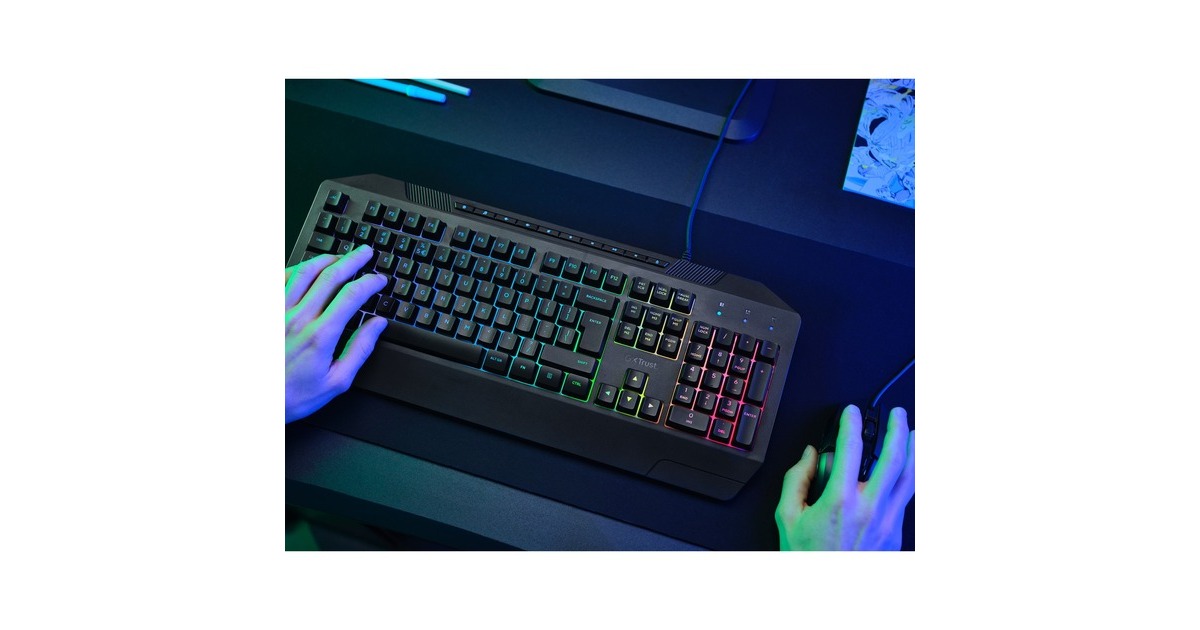 TrustGXT 836 Evocx, gaming toetsenbord  (Zwart, US lay-out, Membraan, RGB)