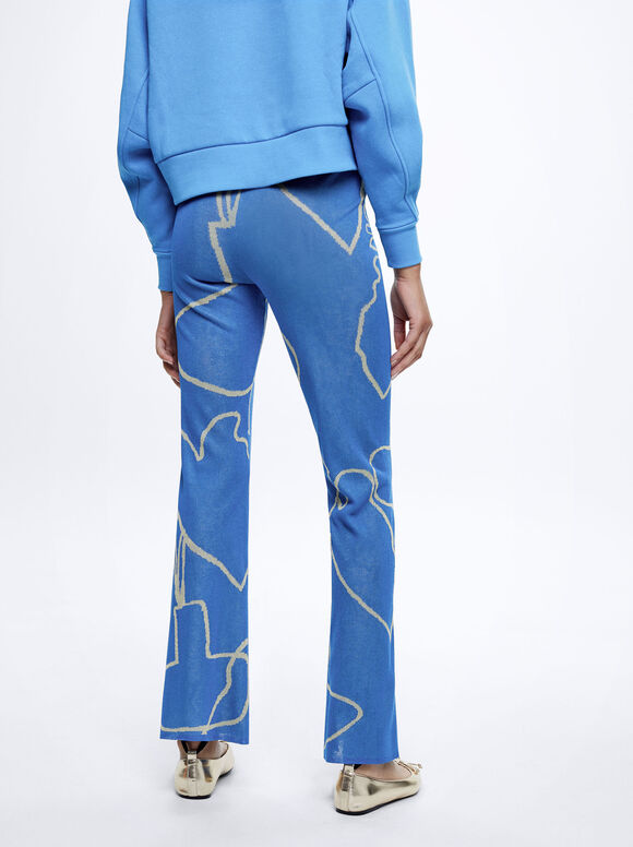 Calças Jacquard - Azul