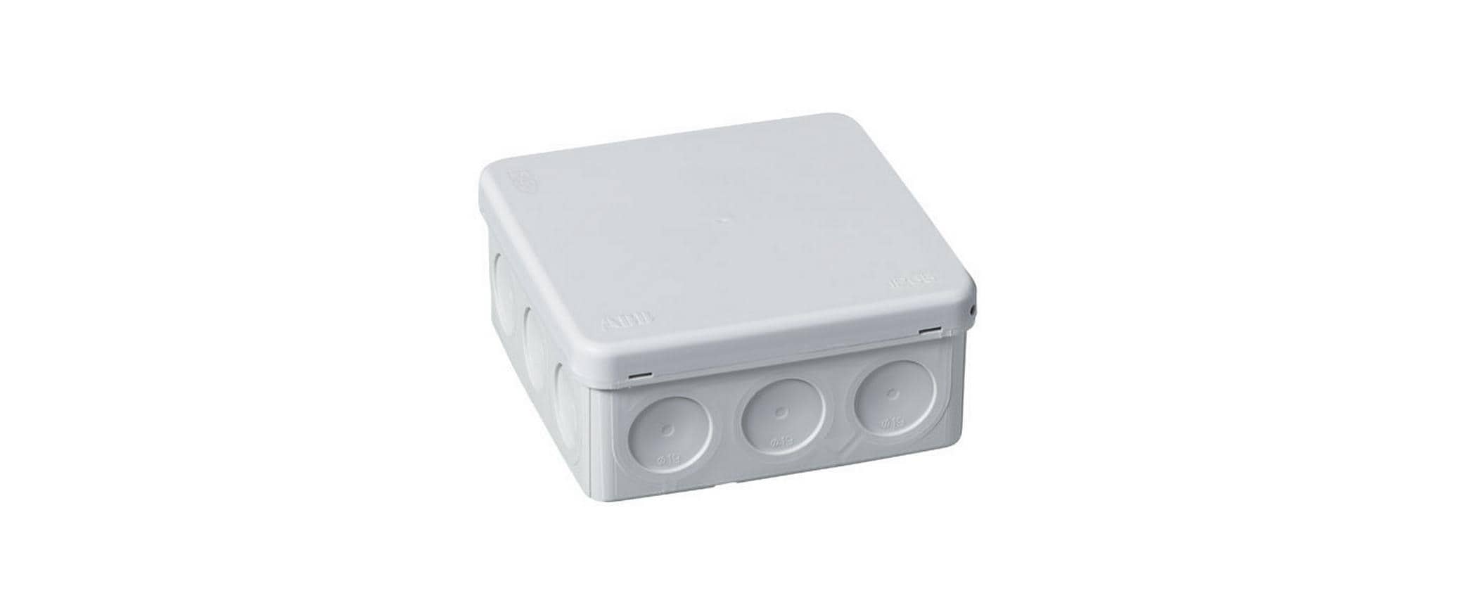 Abzweigdose Ensto AP, nass IP65, Grau 100 x 100 x 45 mmAufputz Nass-Abzweigdose IP65 mit 10 Einführungen