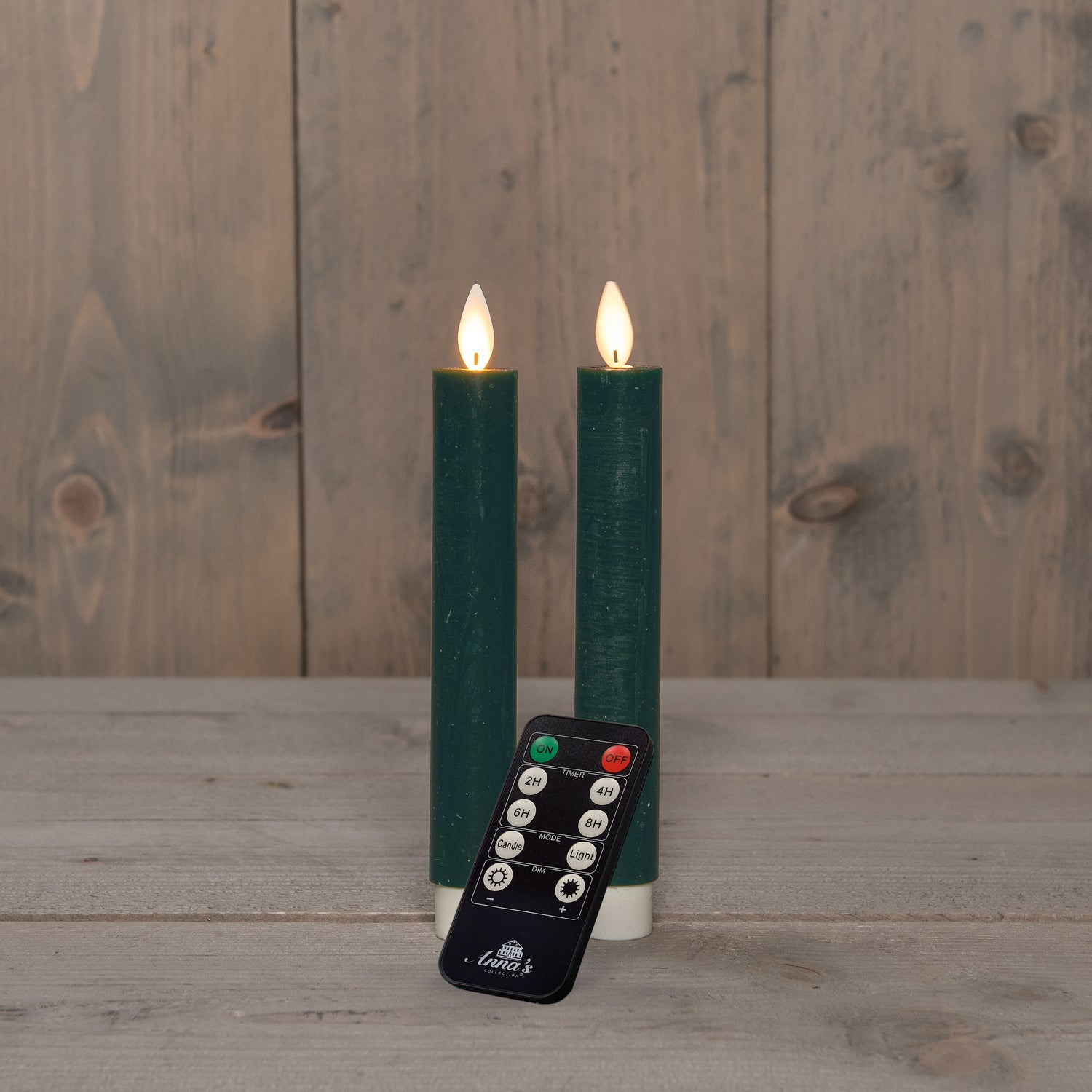 Anna's Collection LED dinerkaars Tara met timer groen D 2,2 H 18 cm 2 stuks