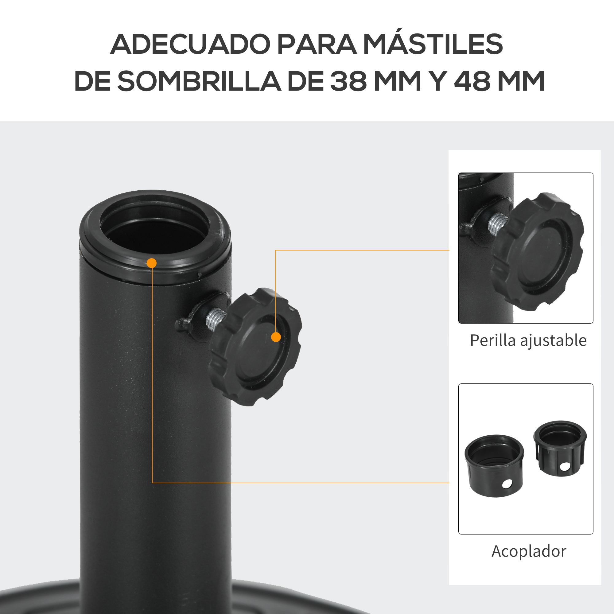 Base para guarda-sol Outsunny preta