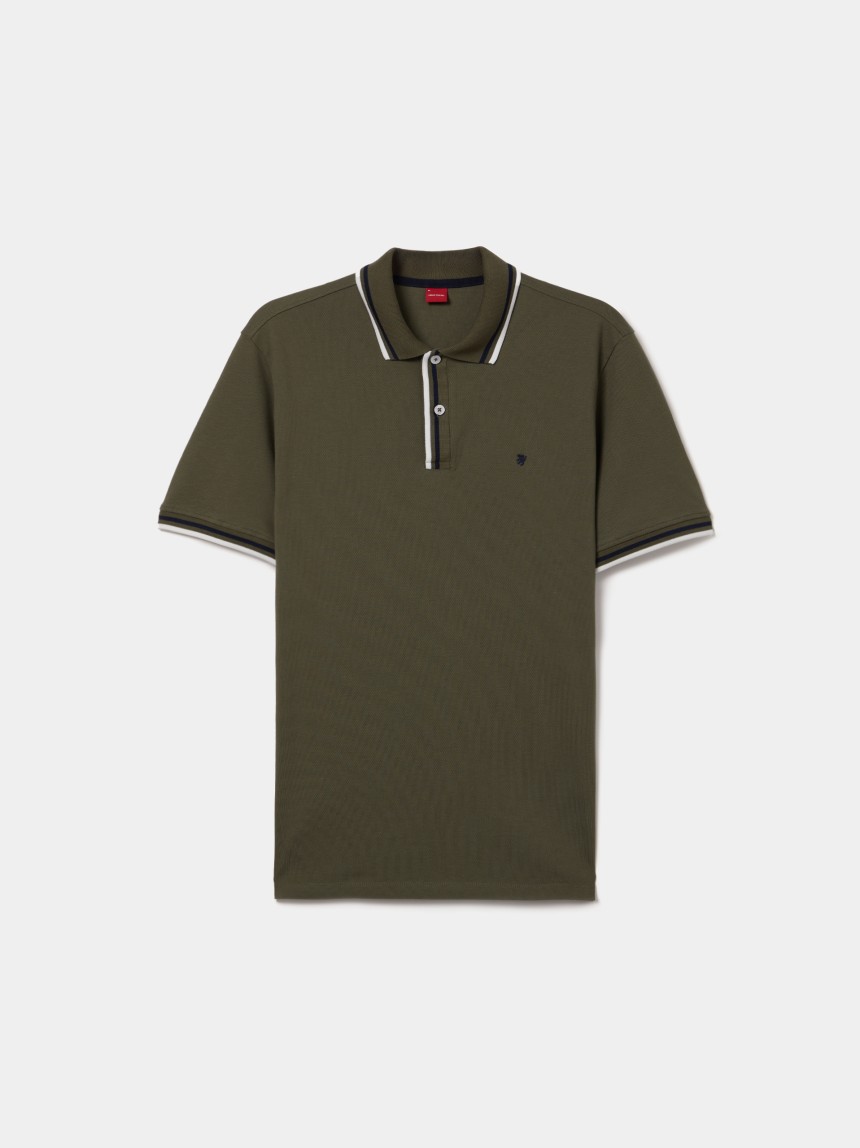 Polo regular fit em piqué de algodão
