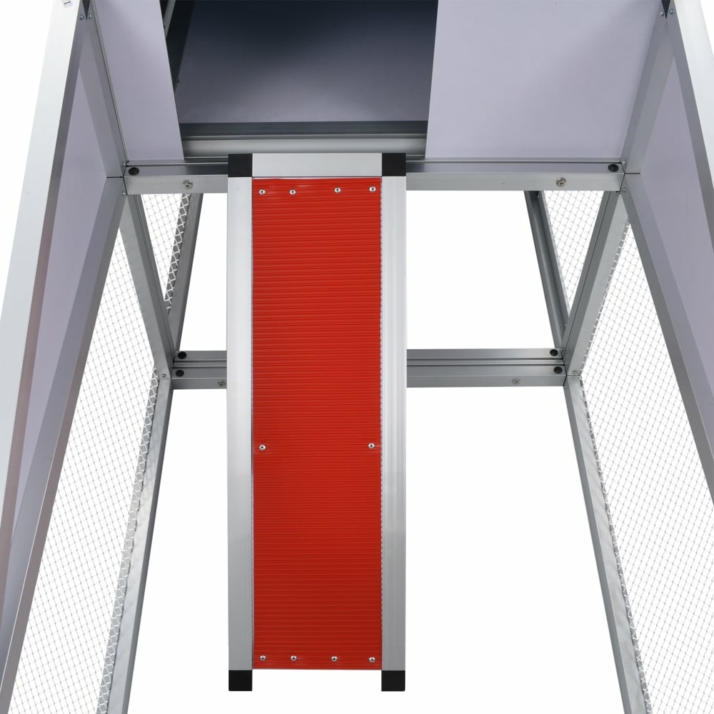 Grande cage à poules poulailler aluminium mdf avec rampes et 1 pondoir 258 cm