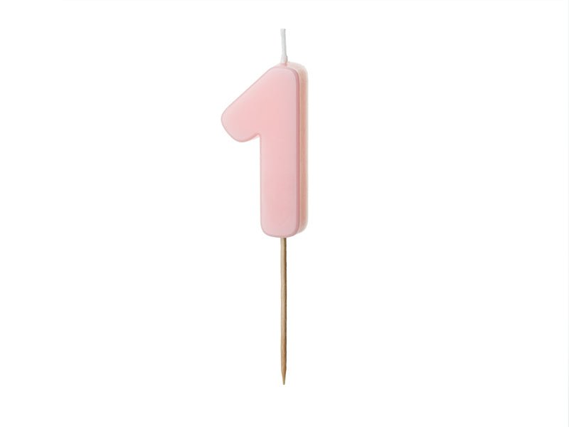 1 Jaar Kaars Lichtroze 5,5cm