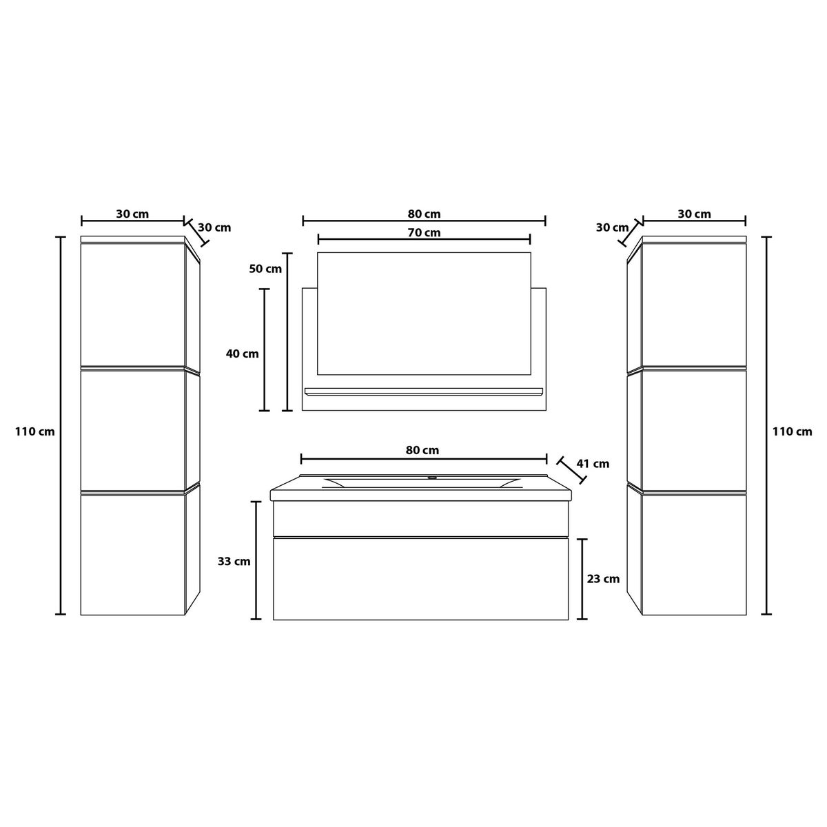 Home Deluxe - Badkamermeubelset - WANGEROOGE BIG Grijs - X-Large - incl. wastafel en complete accessoires - Wastafelbreedte: ca. 60 cm | Badkamermeubel wastafelmeubel badkamermeubelset
