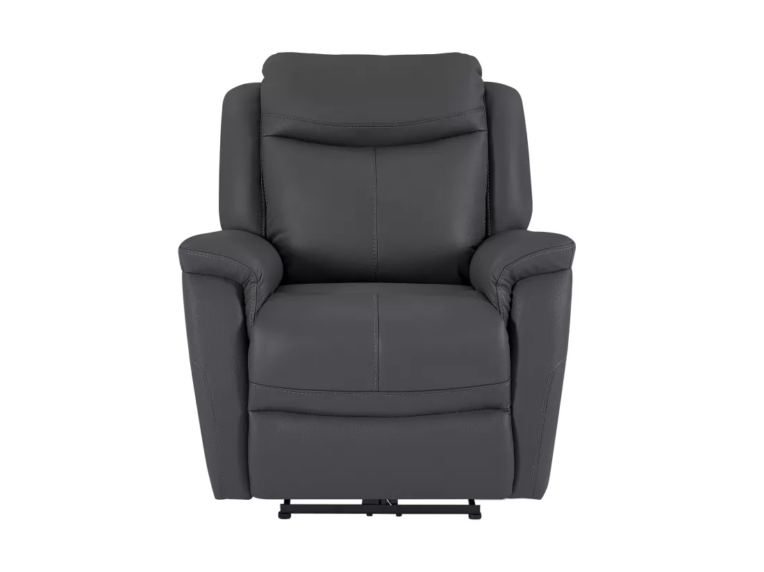 Canapé 3 places 2 places et fauteuil relax électrique en cuir de vachette gris anthracite NOMAJO