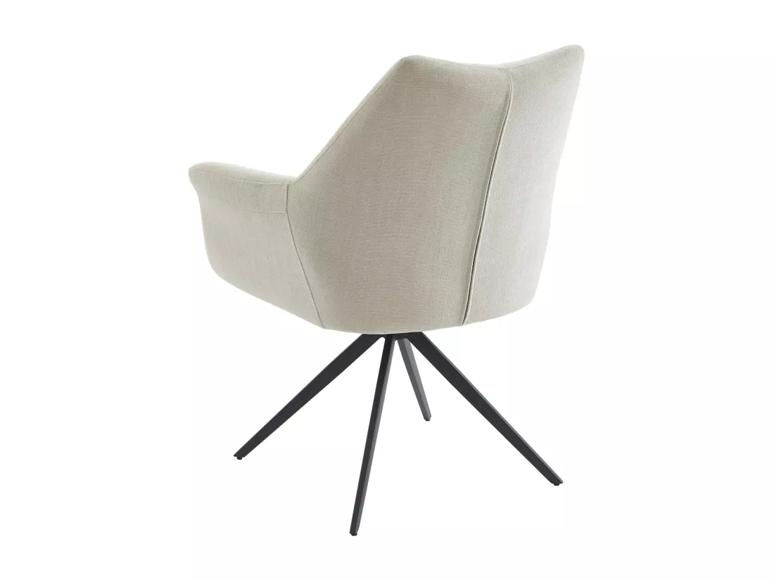 Lot de 2 chaises avec accoudoirs en tissu et métal noir - Beige - KARDESA de Maison Céphy