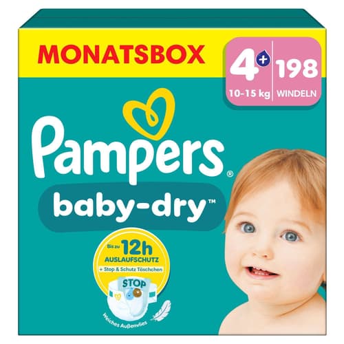 Pampers Baby-Dry Gr. 4+, Monatsbox, 10kg-15kg
