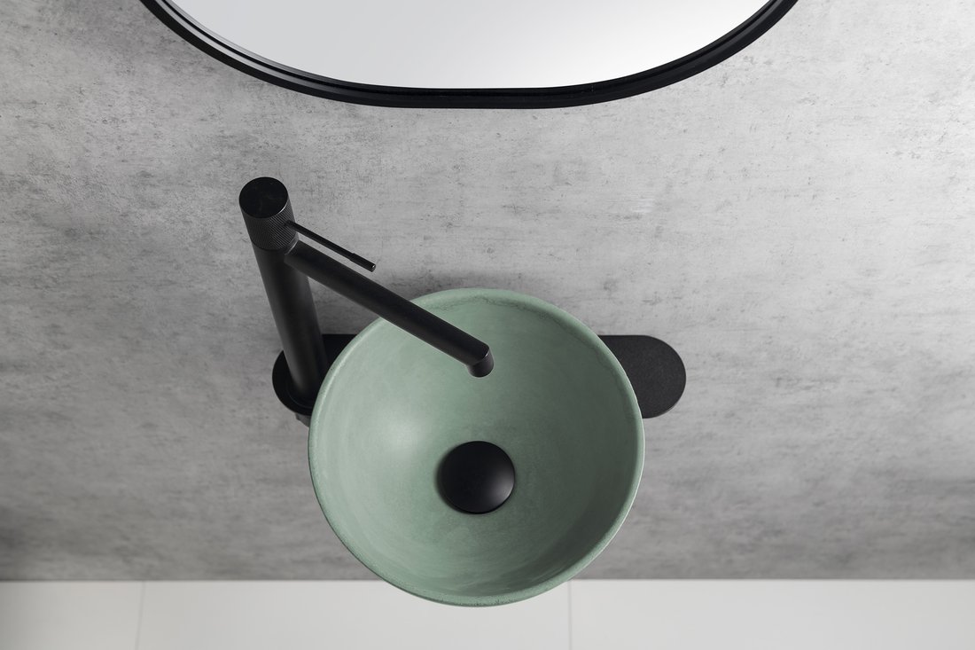 Sapho Minor toilet waskom beton 26cm groen met houder links