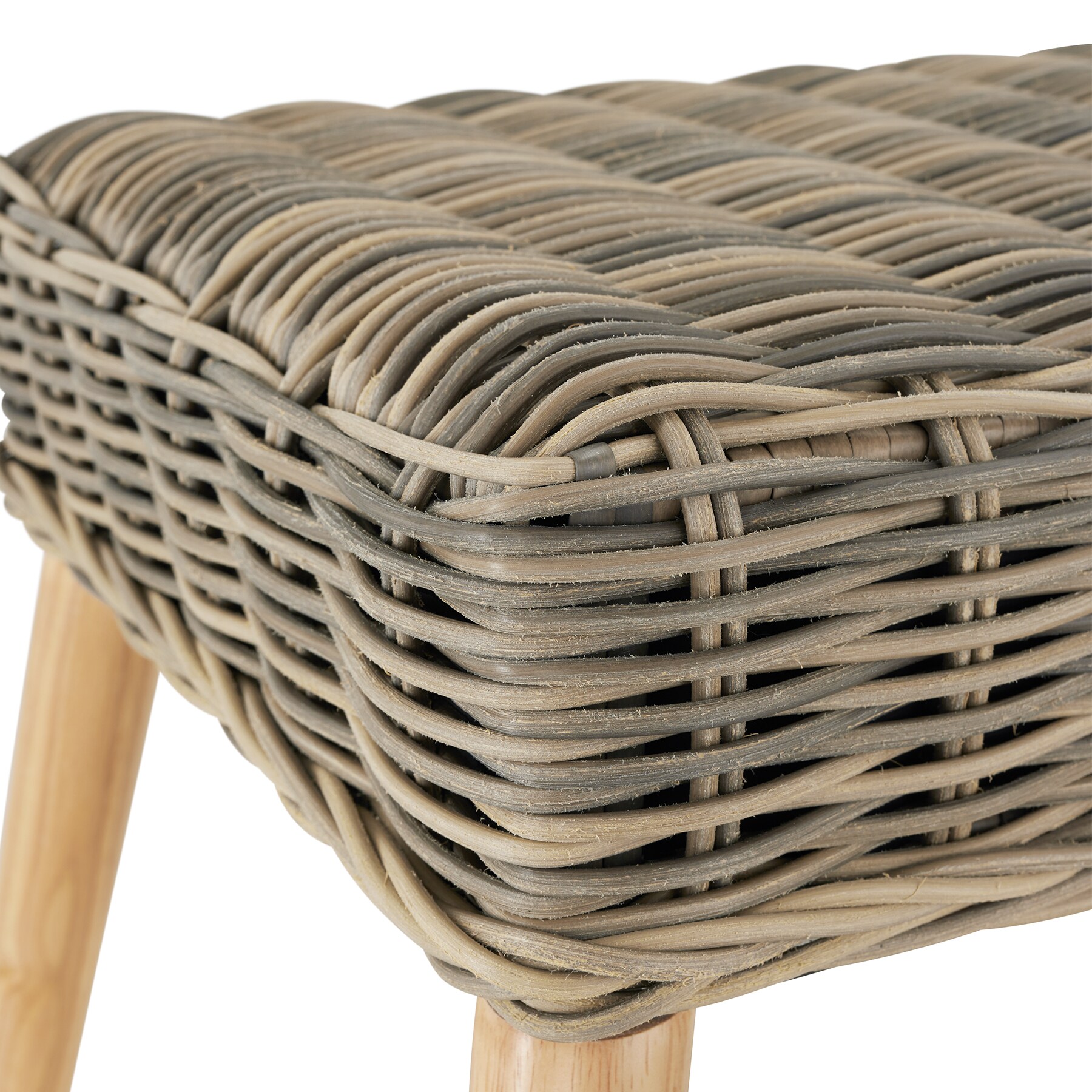 tectake® Rattan Schaukelstuhl Rovigo mit Fußbank Vibo, natürlich nachempfundenes Geflecht mit Aluminiumgestellen, Kufen und Beine aus Holz, höhenverstellbare Kunststoffkappen