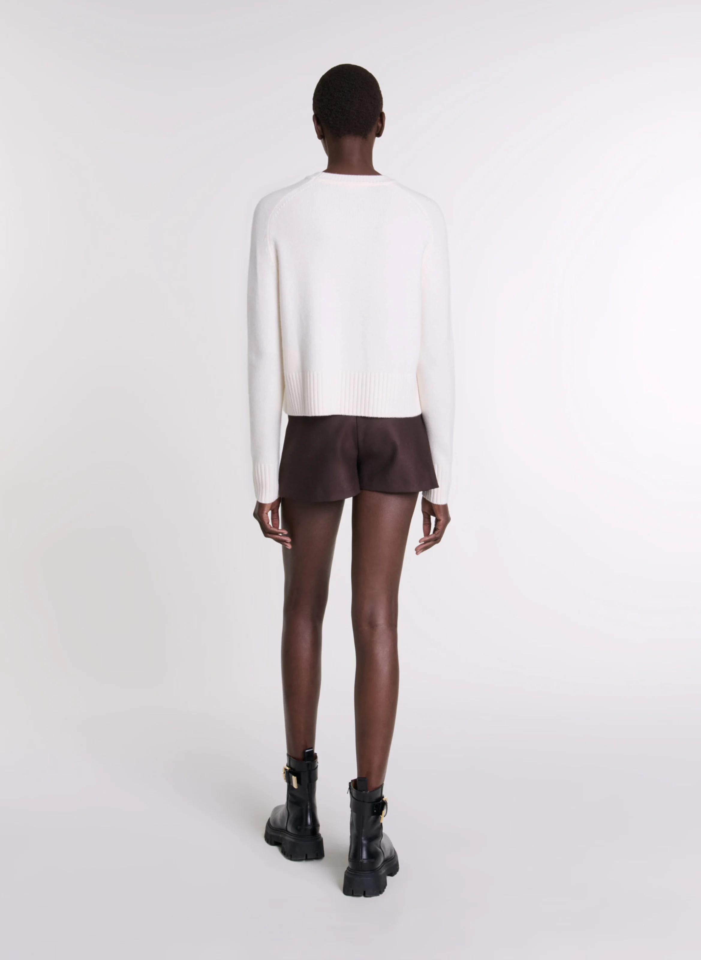 Pull col rond en cachemire mélangé | Beige