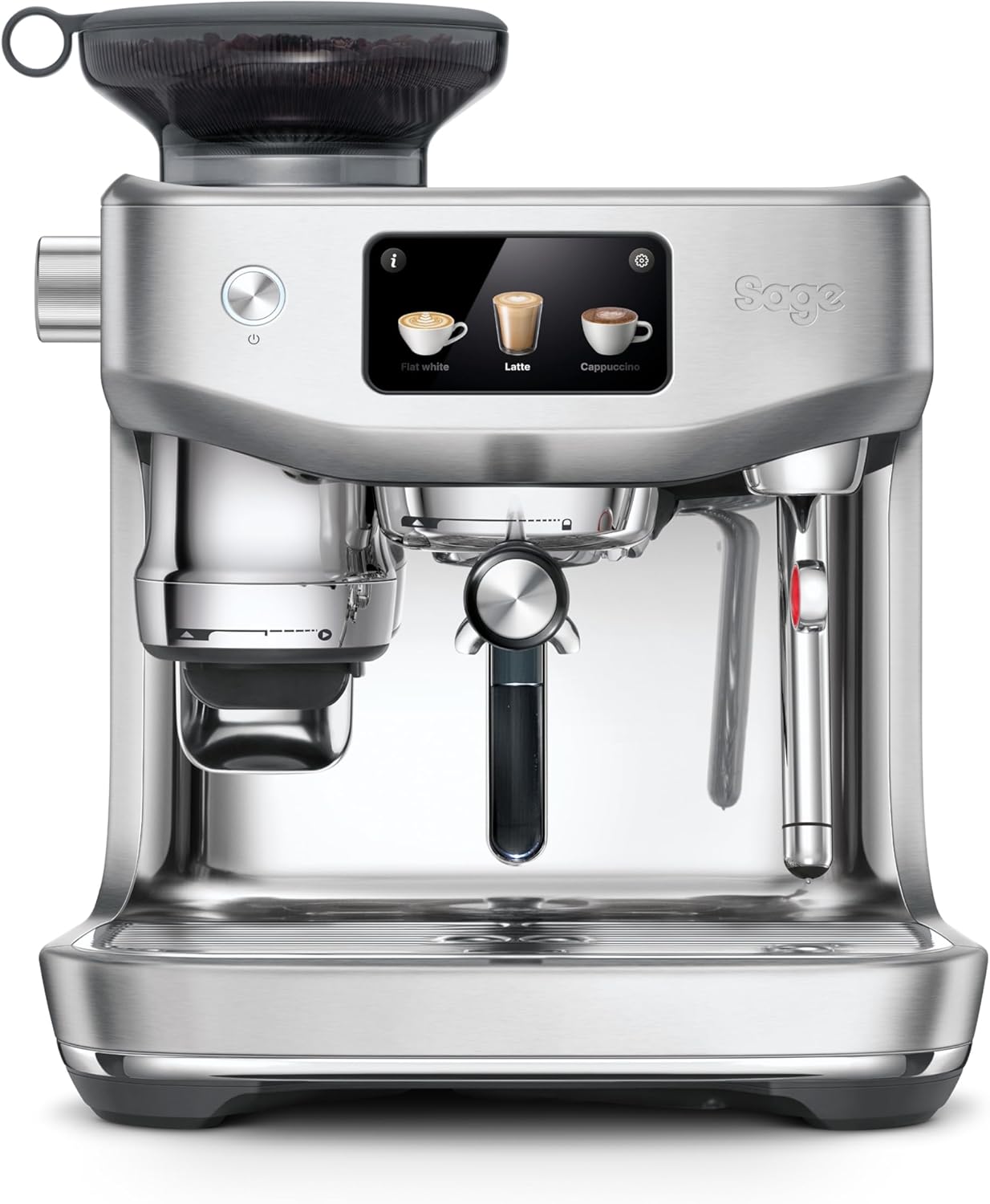 Sage - The Oracle Jet - Siebträgermaschine, Espressomaschine mit integriertem Mahlwerk - Manueller & automatischer Milchaufschäumer - 1600W - 14 Voreinstellungen, inkl. Knock Box - Edelstahl
