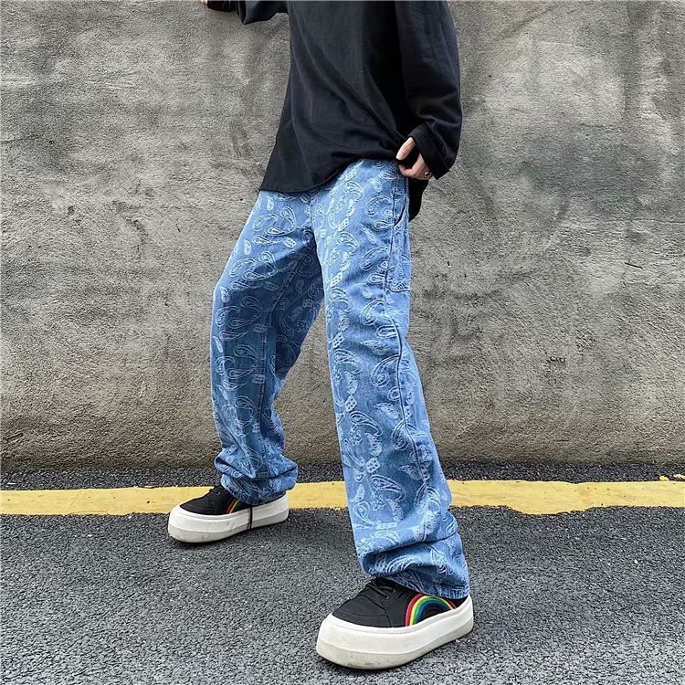 Urtishia - High-waist bedrukte wijde jeans