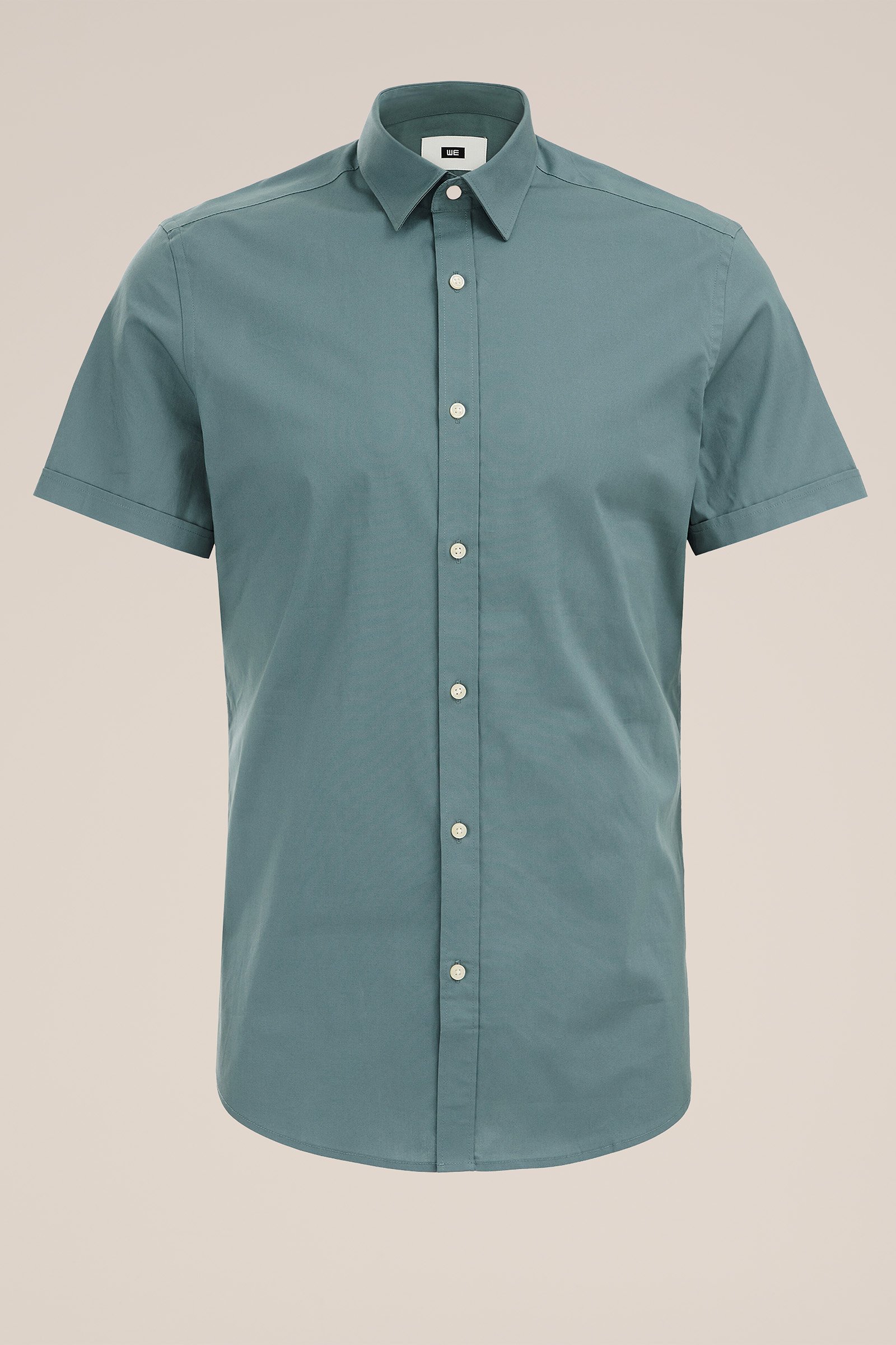 poplin overhemd met stretch WE Fashion Groenblauw