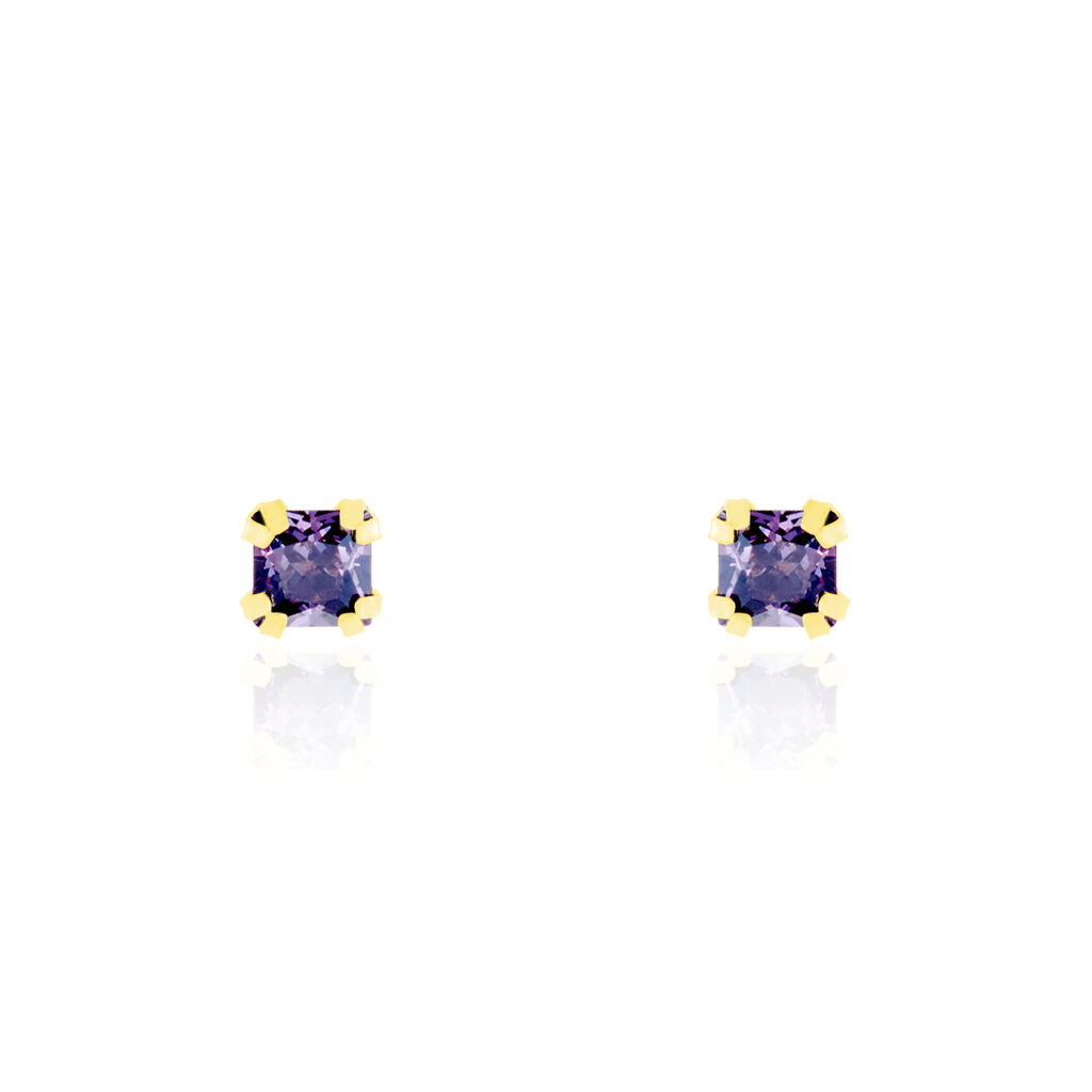 Boucles D'oreilles Puces Doreen Carre Or Jaune Oxyde De Zirconium
