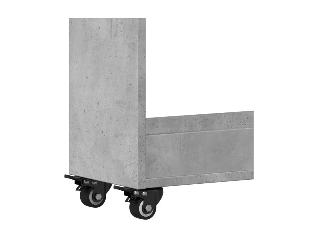 Armoire avec roues gris béton 60x22x79 cm bois d'ingénierie