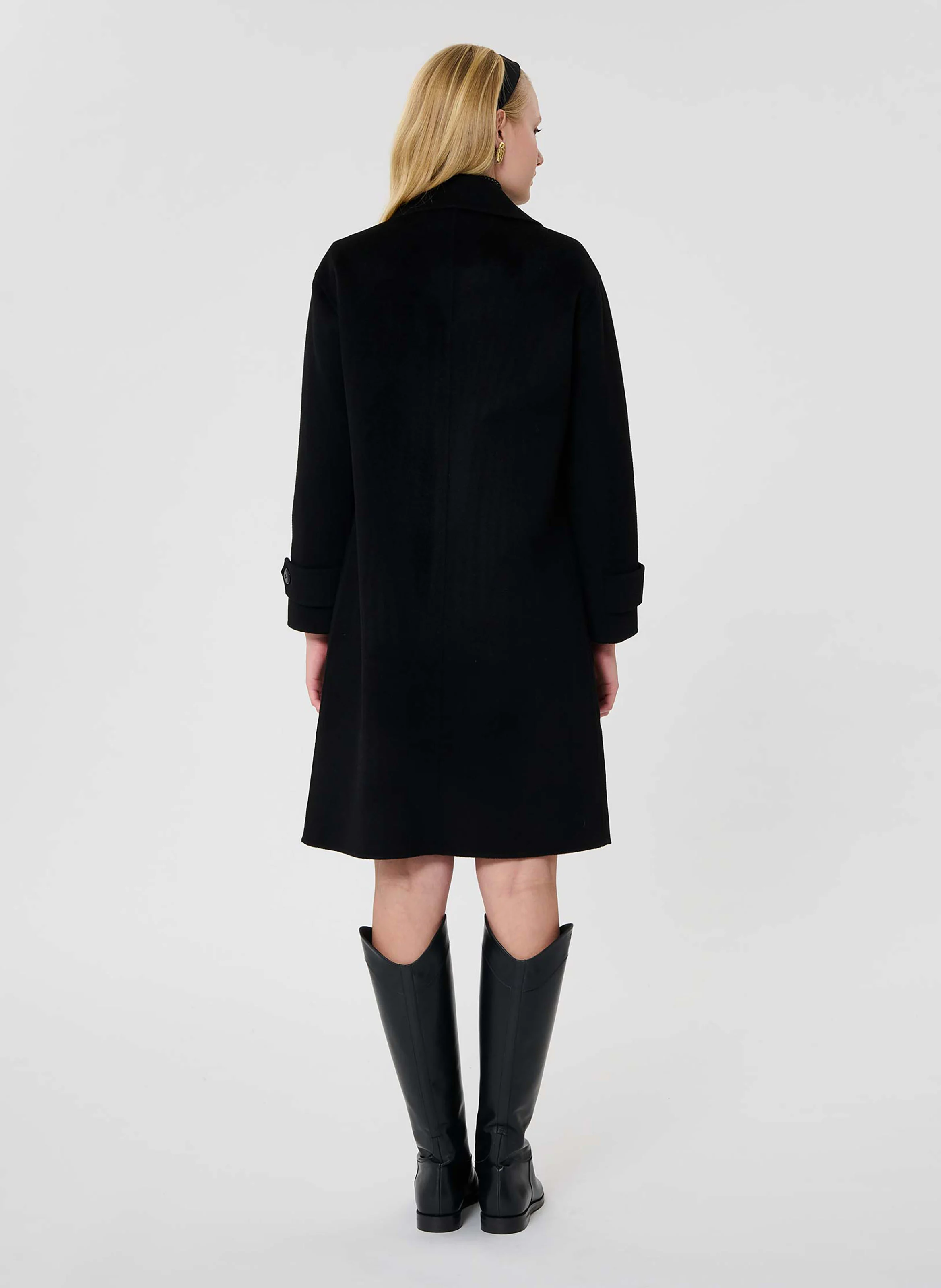 MAELINE - Manteau droit en laine mélangée | Noir