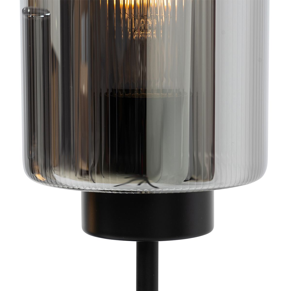 Smart tafellamp zwart met smoke glas 2-lichts incl. 2 Wifi ST64 - Laura