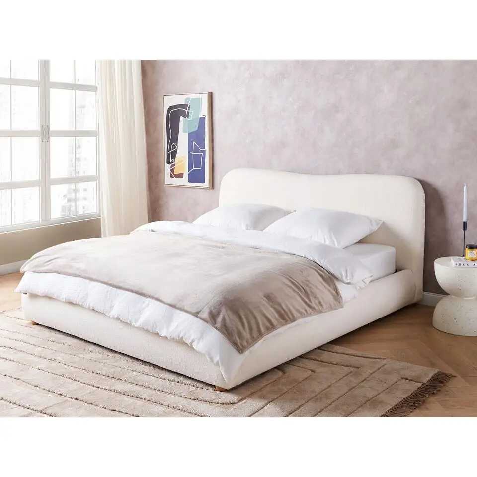 BLAGNAC - Bed met opbergruimte - Wit - 180 x 200 cm - Bouclé
