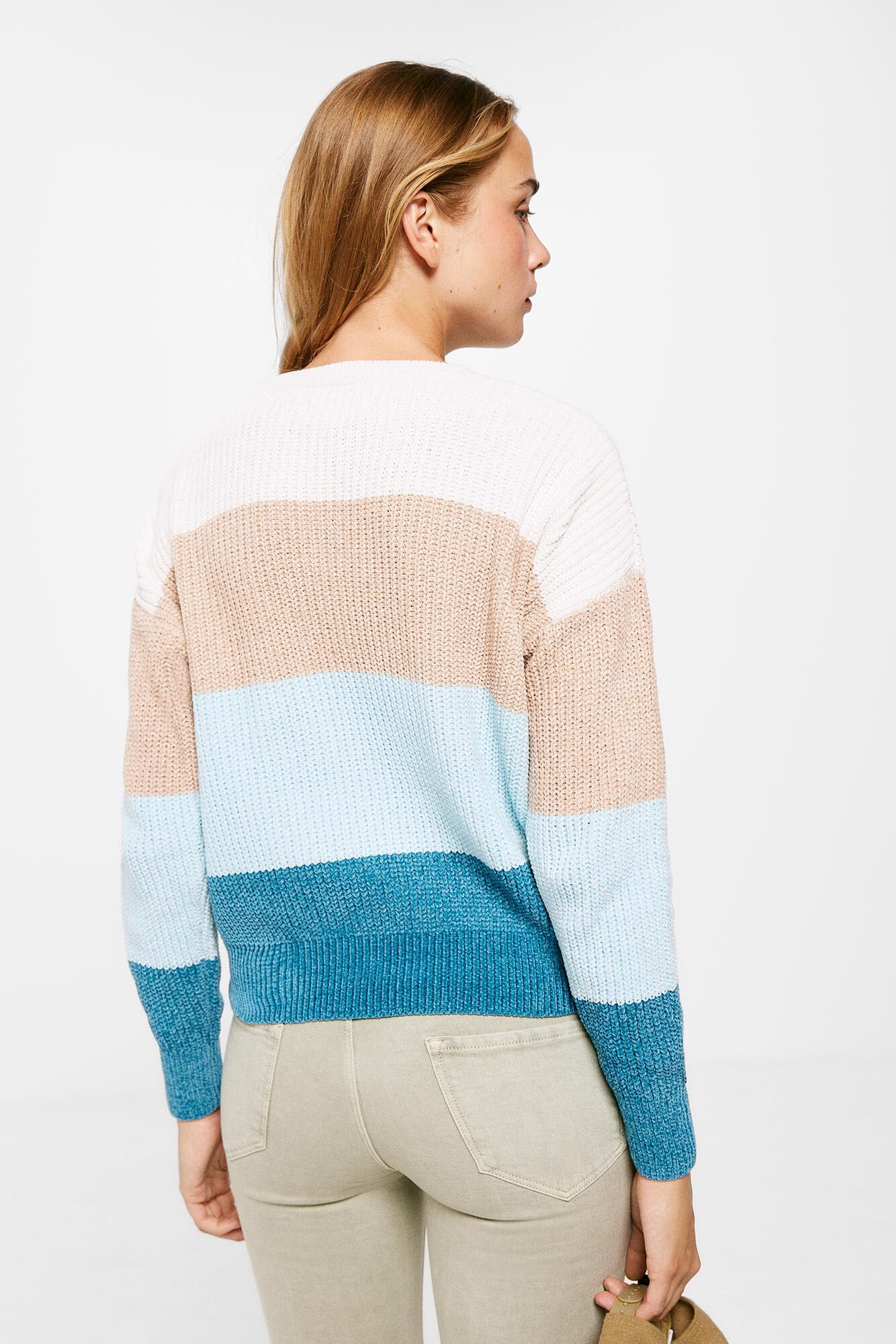 Camisa de chenille com blocos de cores