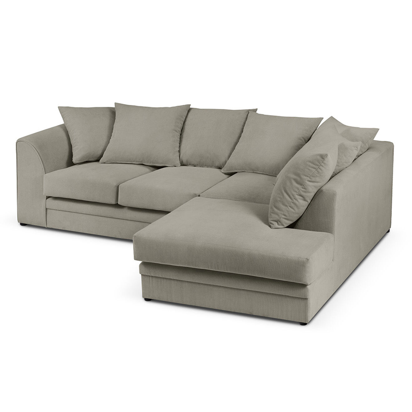 Mazzini Sofas Canapé d'angle Droit Quince Velours côtelé 4 Places gris clair - 221x171x80 cm