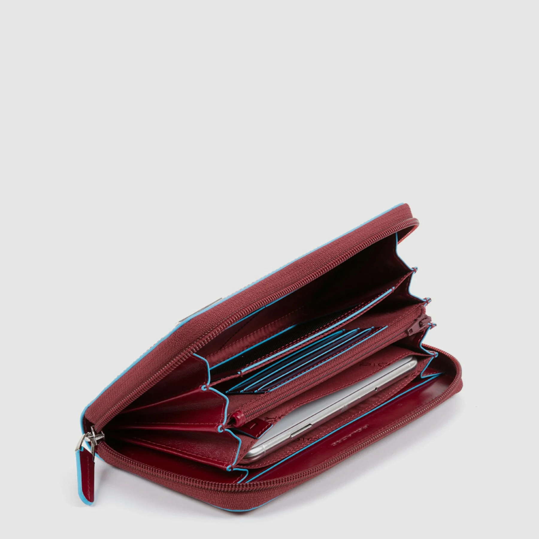 Portefeuille zippé à 4 soufflets en cuir | Rouge