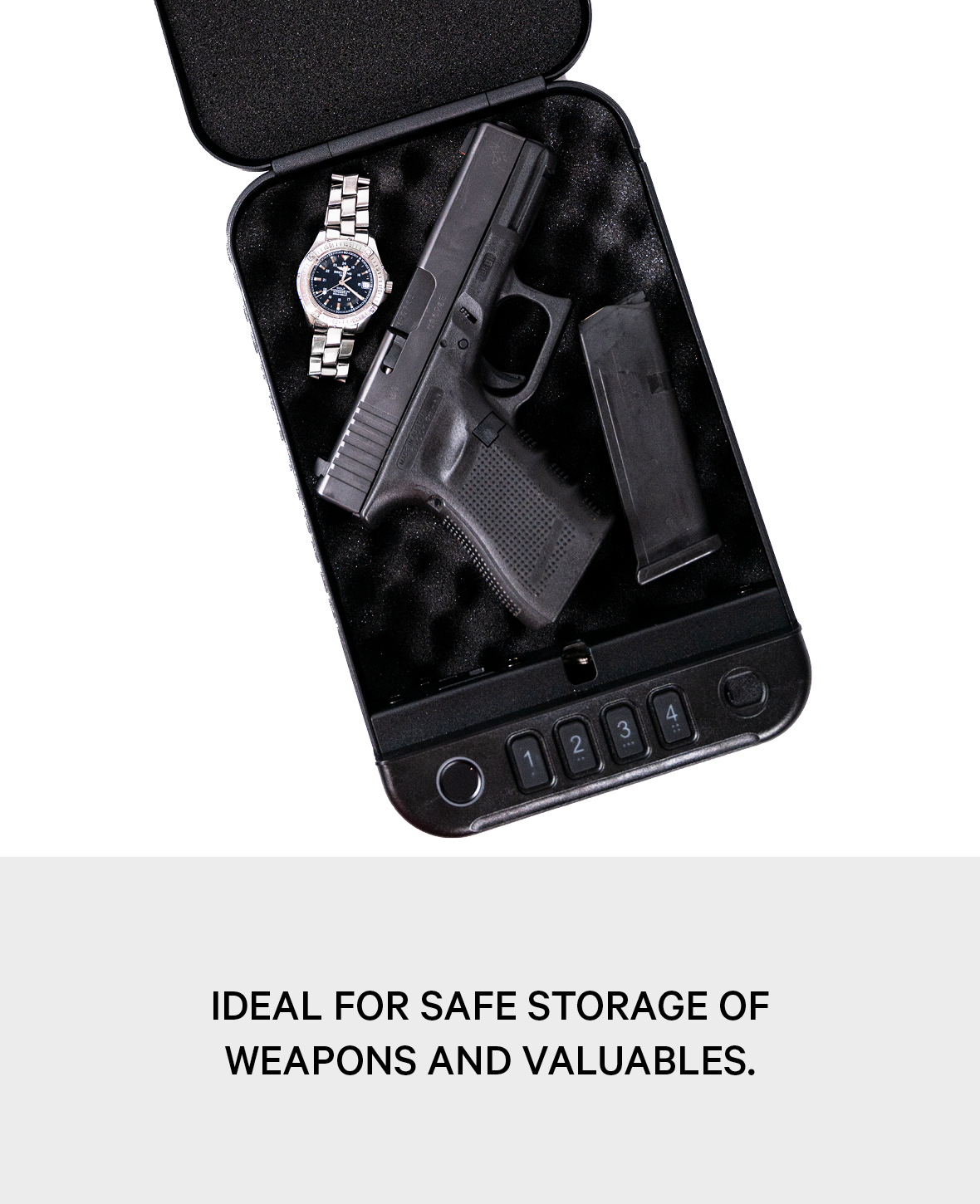 MK2 Slim portabler Fingerabdruck Safe für Aufbewahrung von Wertsachen - Schwarz