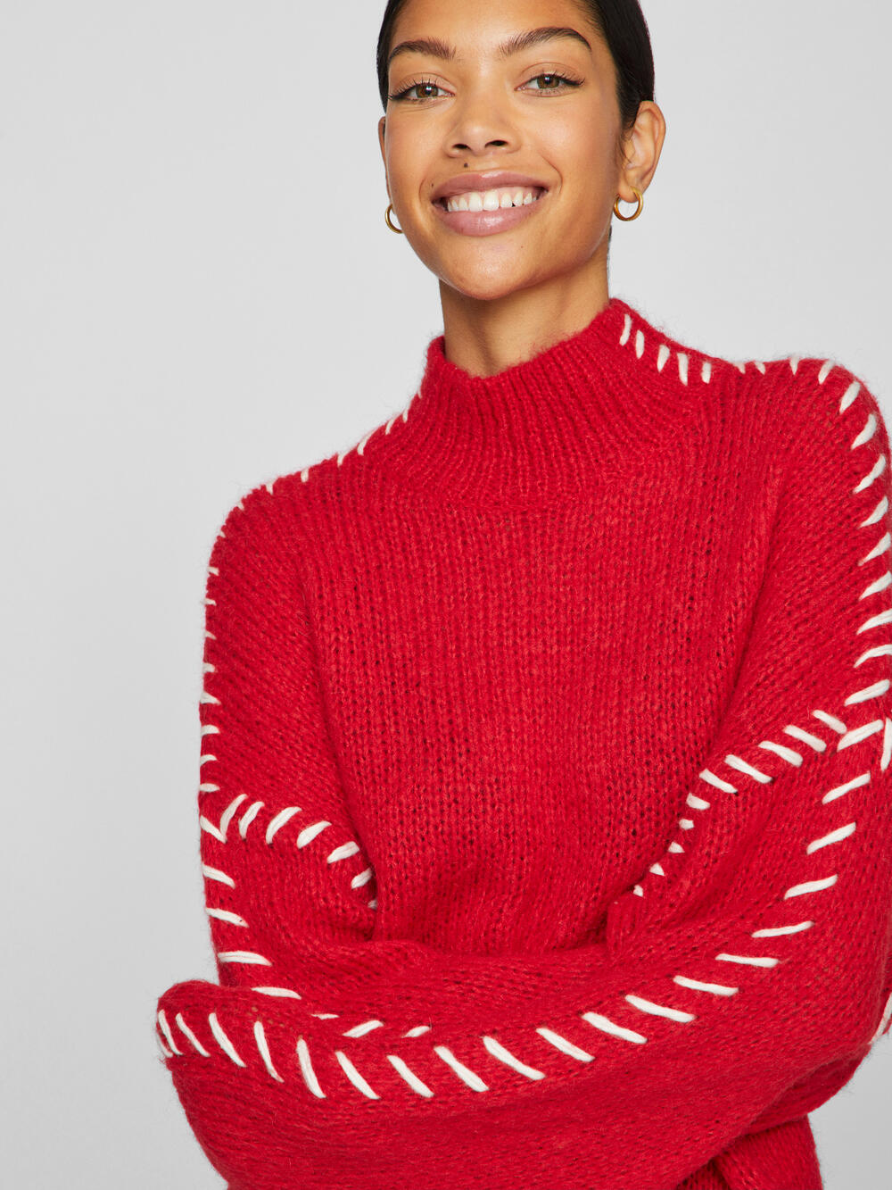 Vila  Vichoca L/S striktrøje - Barbados Cherry