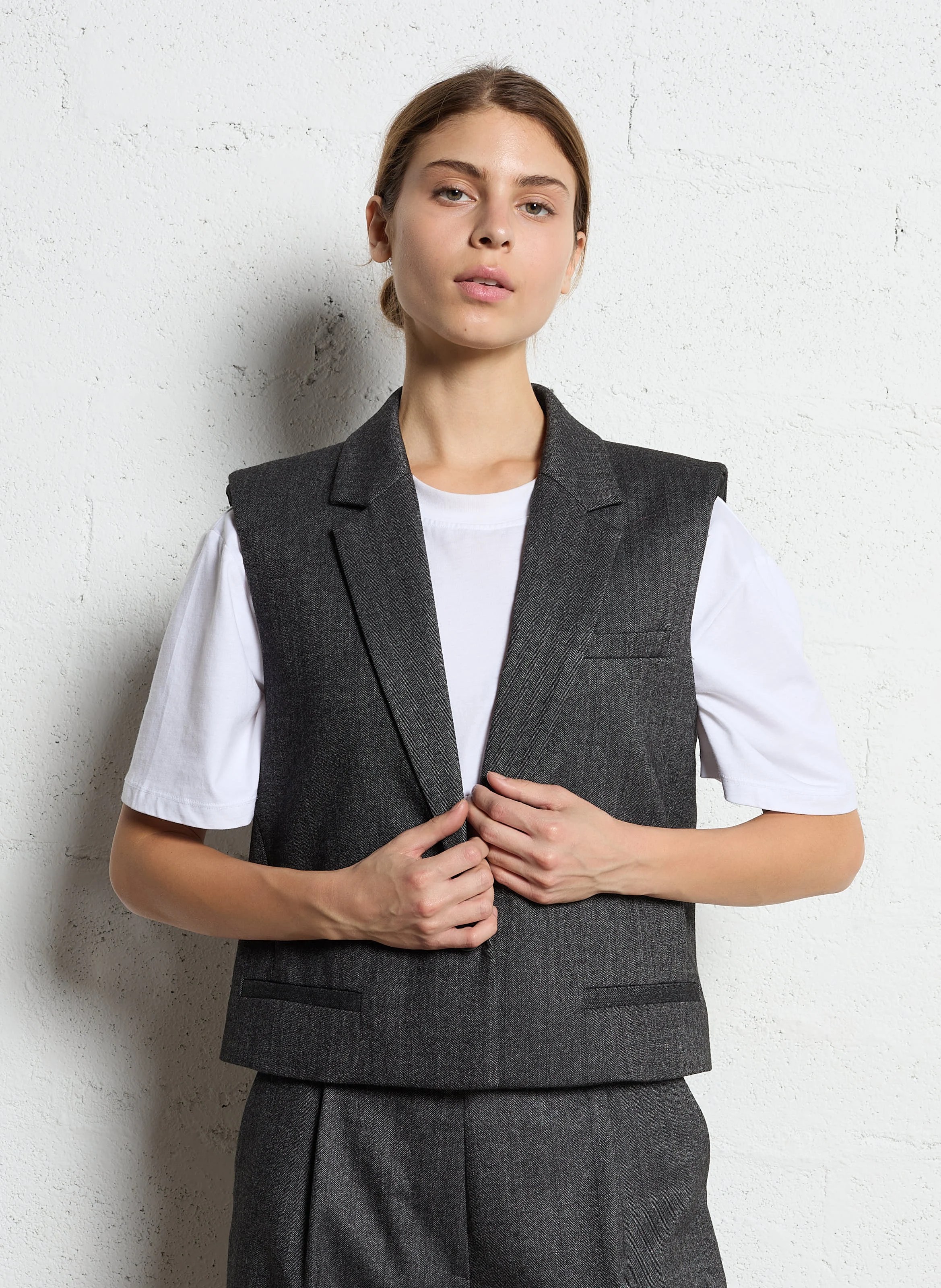 Gilet droit col tailleur | Gris