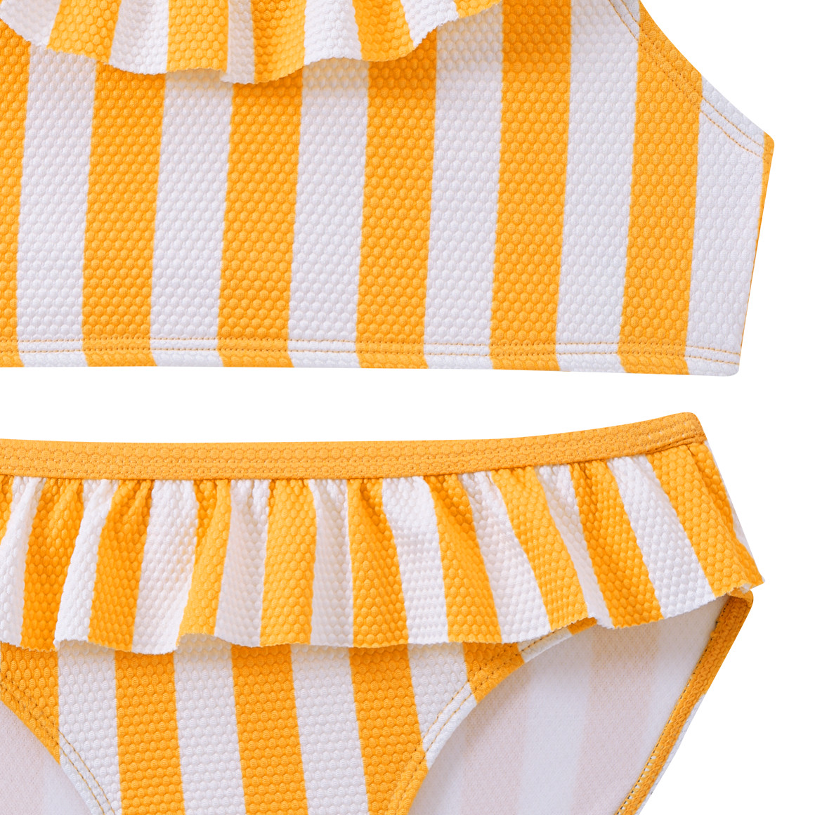 Famy Mädchen Bikini mit Wabenstruktur gelb / weiss