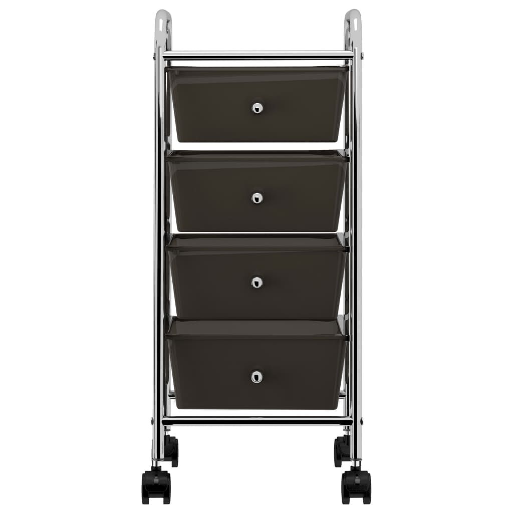 vidaXL Trolley met 4 lades zwart kunststof