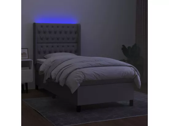 Sommier tapissier avec matelas et LED Gris clair 90x190cm Tissu