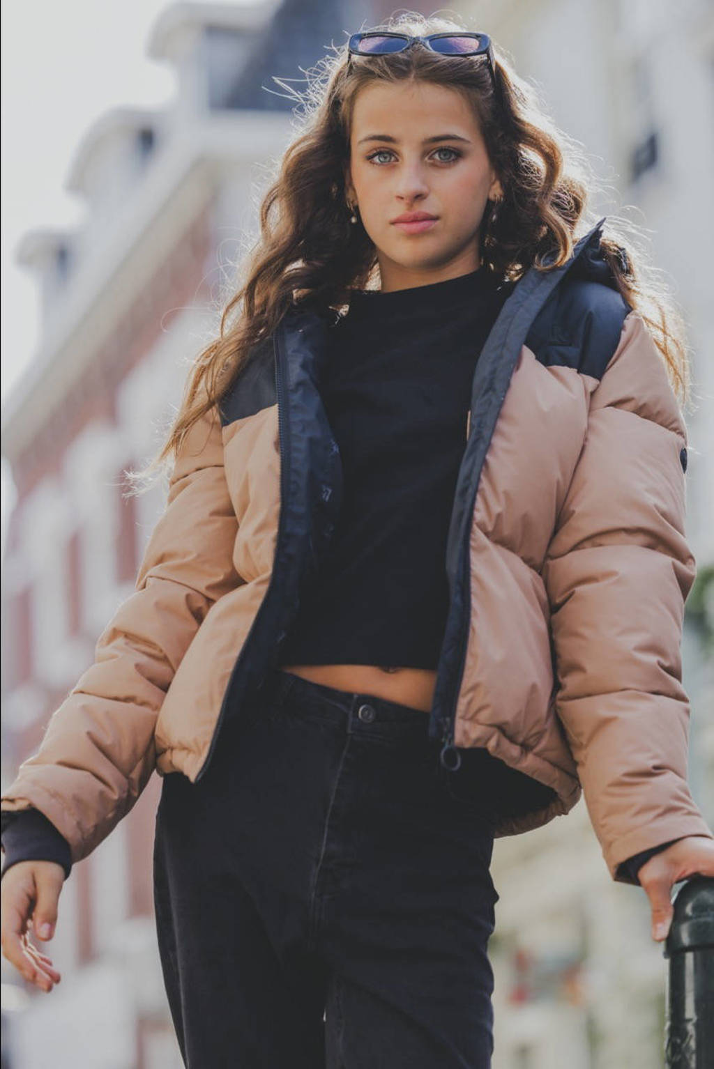 LOOXS gewatteerde jas beige/zwart