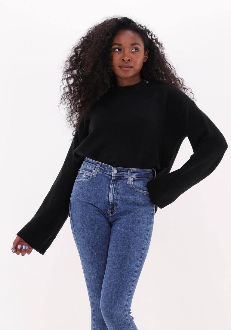 CALVIN KLEIN zwarte calvin klein trui fluffy wide open sleeves sweater
