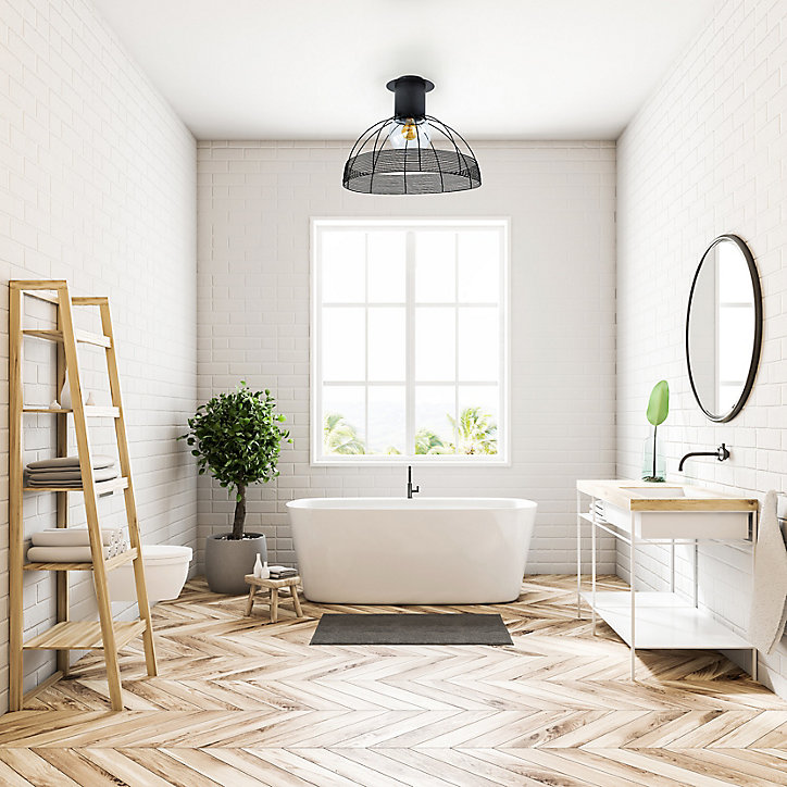 Plafonnier de salle de bain Auguste IP44 E27 40W noir Seynave