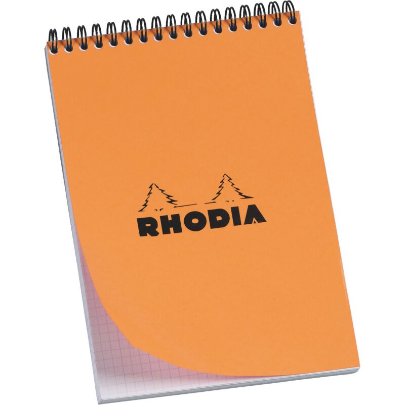 Bloc de bureau Rhodia 21 x 29,7 cm spirale orange n°18 - 5 x 5 - 80 feuilles