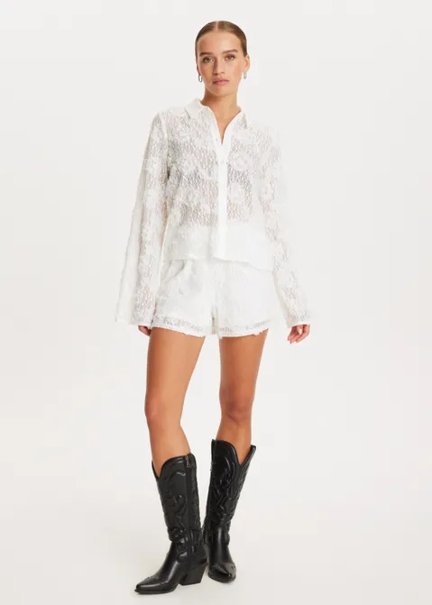 Kanten blouse wit (WIT)