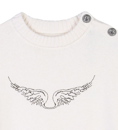 Zadig & Voltaire Bluse - Strick - Malta - Off White m. Strassste
