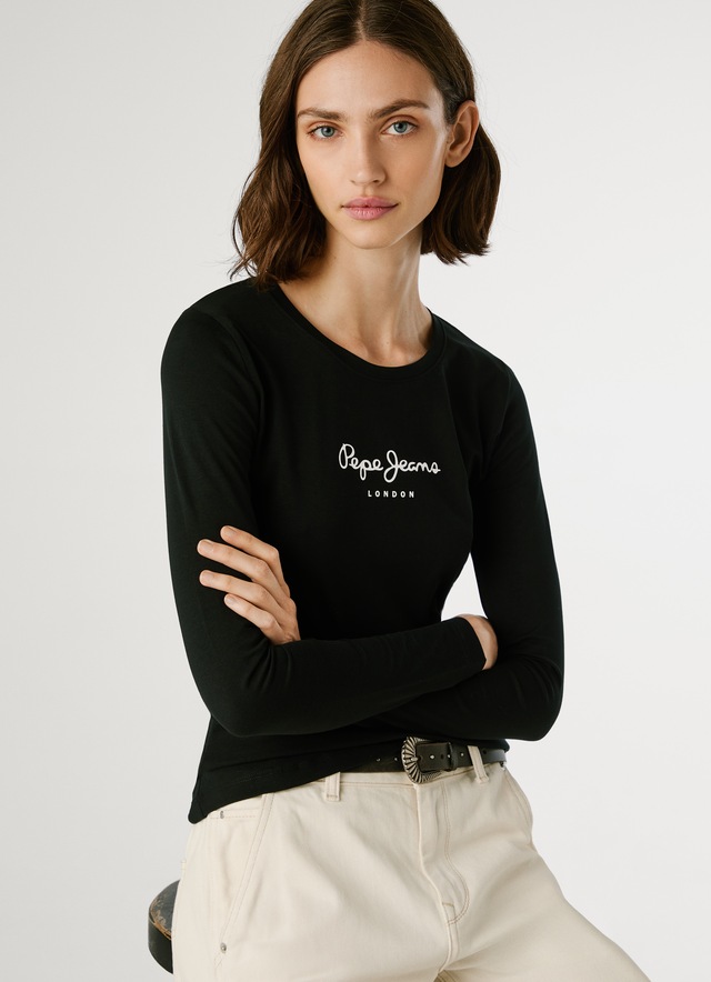 Pepe Jeans Langarmshirt »NEW VIRGINA L/S«, mit Logo-Print