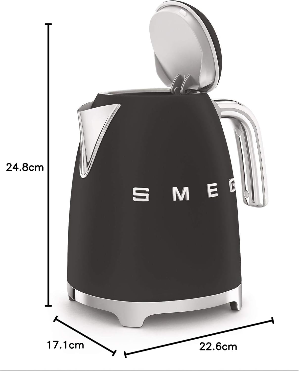 Smeg, Bouilloire Électrique KLF03PGEU 1,7 L, Filtre Anticalcaire Lavable, Arrêt Automatique de Sécurité, Indicateur de Niveau d'Eau, Base Antidérapante, Range Cordon, Puissance 2400W, Vert d'Eau