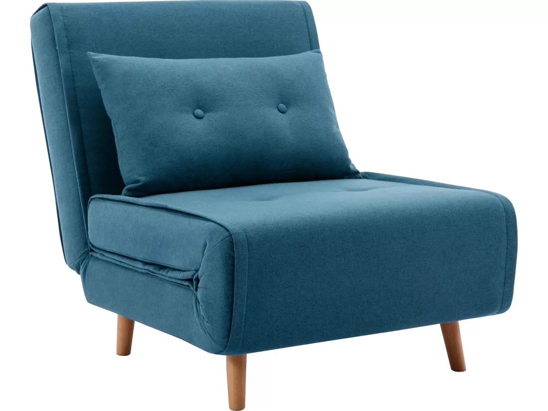 Fauteuil convertible en tissu bleu URIBIA