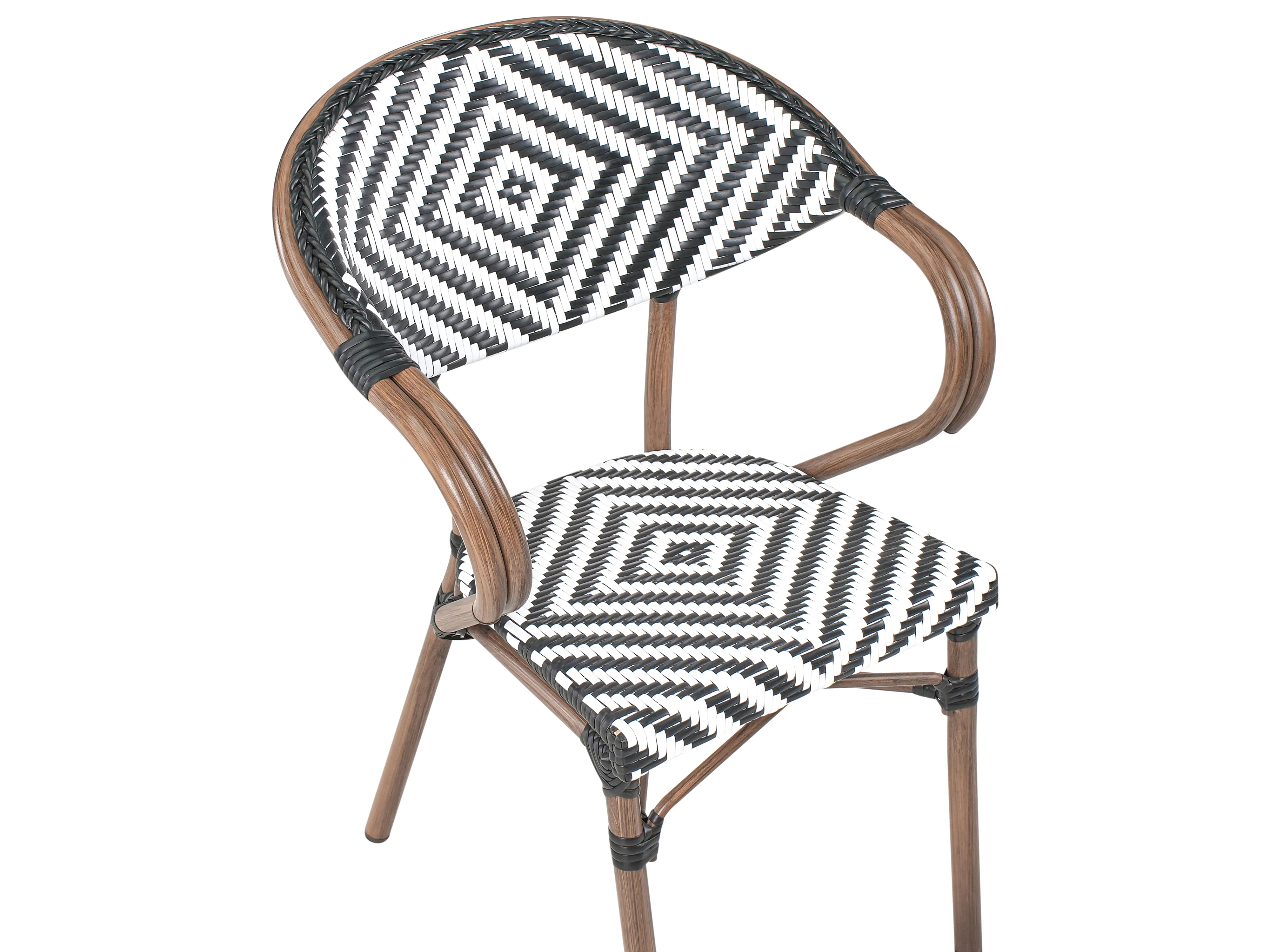 Tuinset 4-zits CASPRI PE rotan Zwart/wit