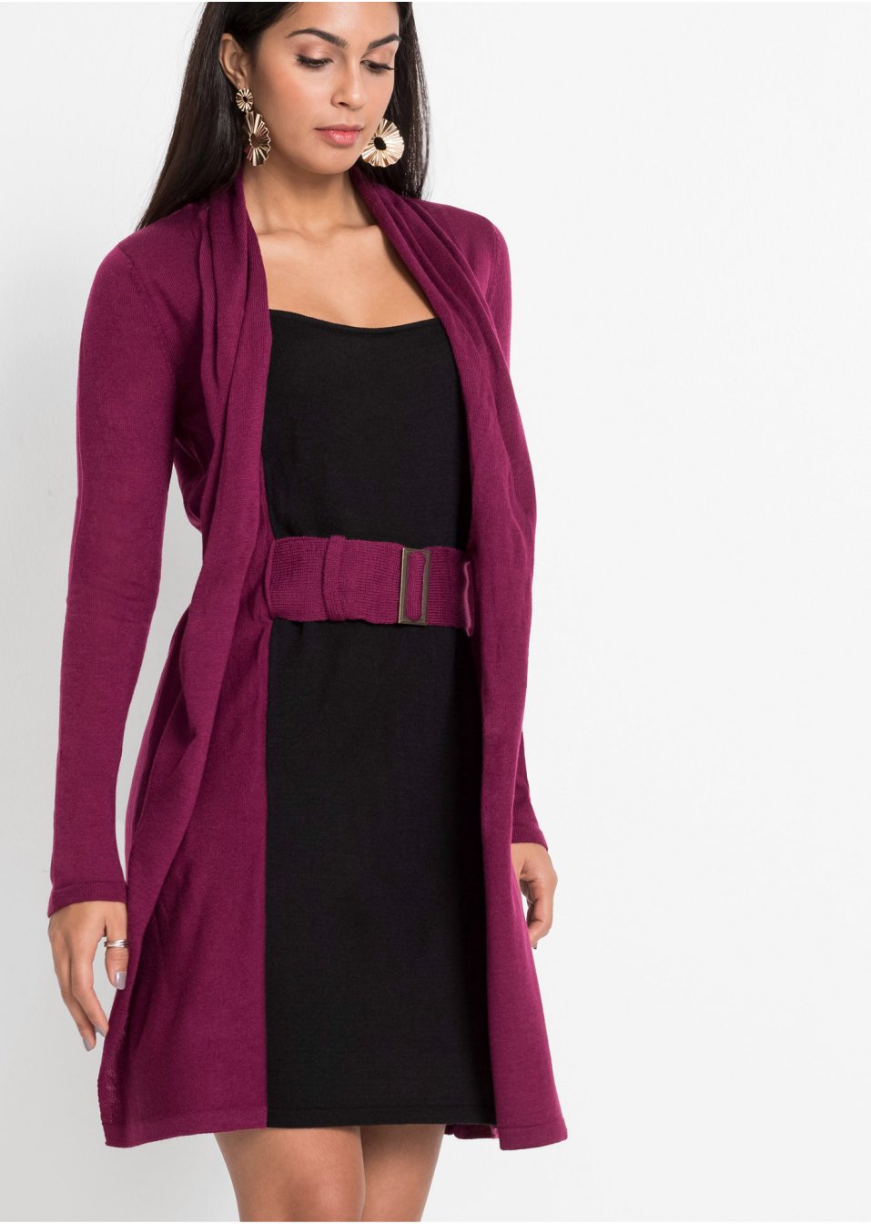 Robe en maille avec ceinture